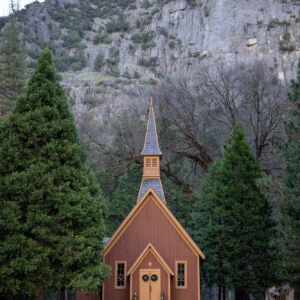 The Yosemite Valley Chapel decorated for the Holidays